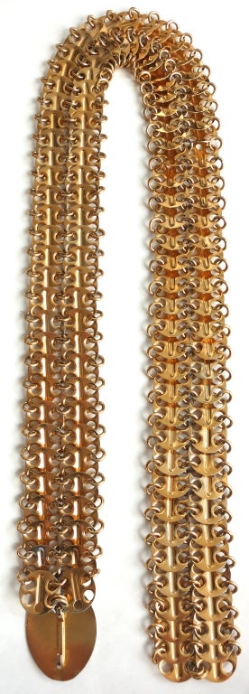 Brown Vintage PACO RABANNE Gold finish chain mail belt