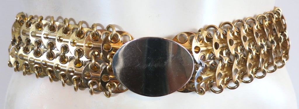 Vintage PACO RABANNE Gold finish chain mail belt In Good Condition In Newport Beach, CA