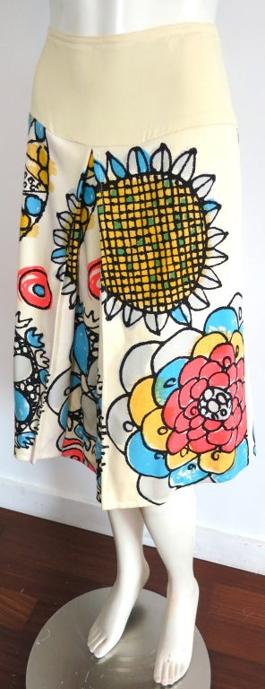 Beige Vintage EMANUEL UNGARO 1960's delightful floral printed skirt For Sale