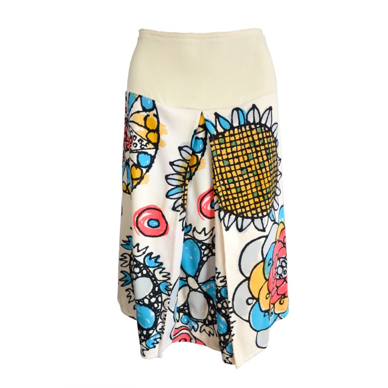 Vintage EMANUEL UNGARO 1960's delightful floral printed skirt For Sale