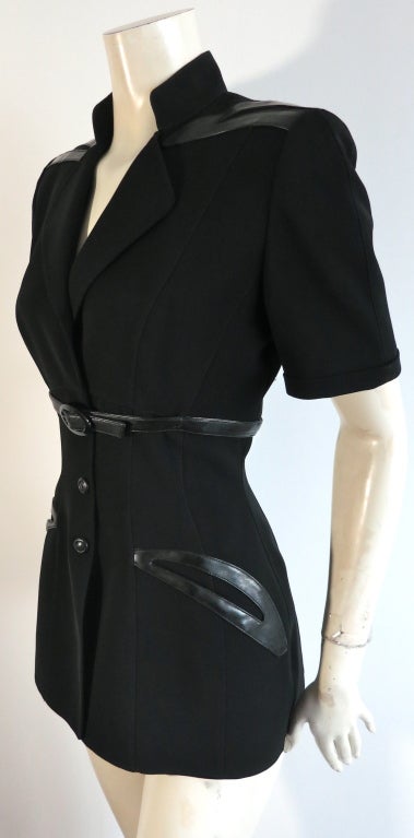 Vintage THIERRY MUGLER 1980's era Black leather trim jacket 1