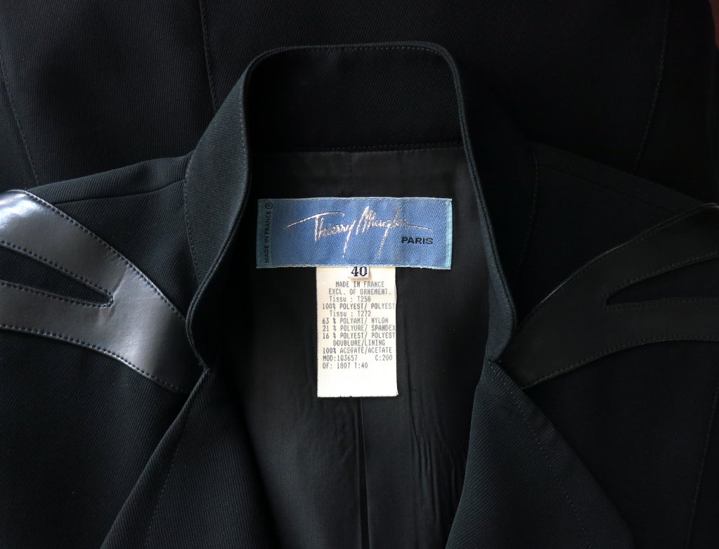 Vintage THIERRY MUGLER 1980's era Black leather trim jacket 3