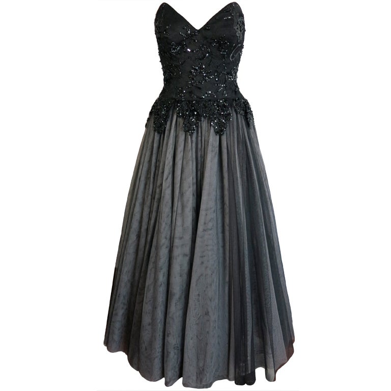 JENNY PACKHAM gorgeous embellished black ball gown For Sale