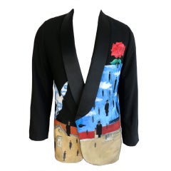 Retro Homage to René Magritte hand painted men's tuxedo jacket