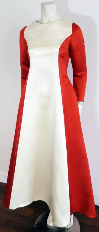 White Vintage BILL BLASS 1970's Duchess silk satin gown For Sale