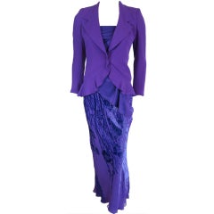 EMANUEL UNGARO Silk floral velvet burnout 3pc. skirt ensemble