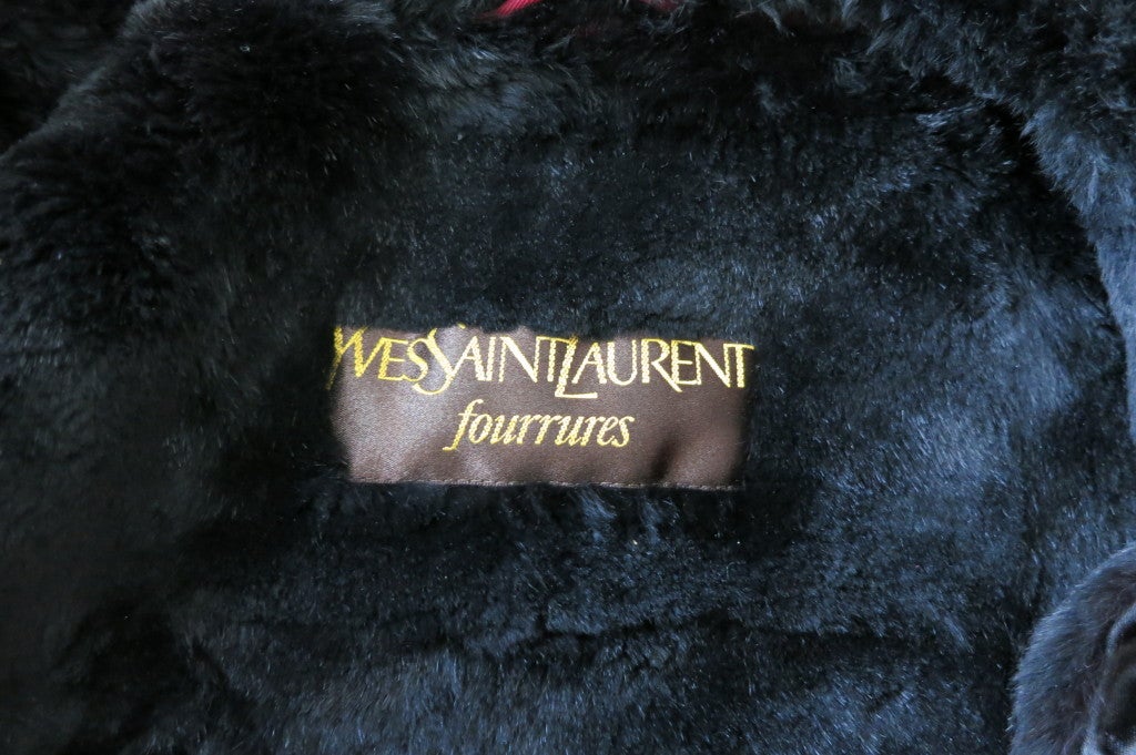 YVES SAINT LAURENT 1970's Rabbit fur lined trapeze coat 6