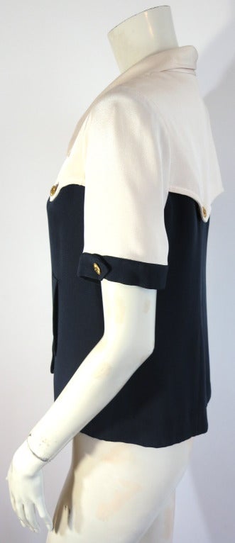 Vintage CHANEL PARIS Silk crepe de chine short sleeve jacket/top 2