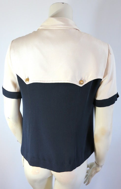 Vintage CHANEL PARIS Silk crepe de chine short sleeve jacket/top 3