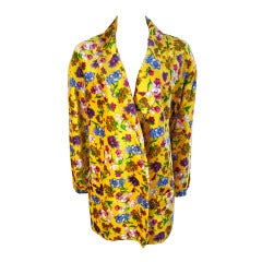 GIANNI VERSACE COUTURE early 90's Floral printed silk velveteen coat