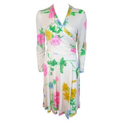 Vintage LEONARD PARIS Silk floral wrap look dress