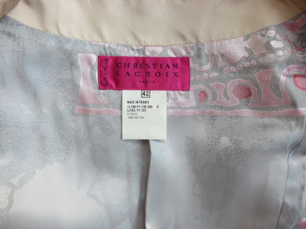CHRISTIAN LACROIX Silk satin french soutache detail skirt suit 6