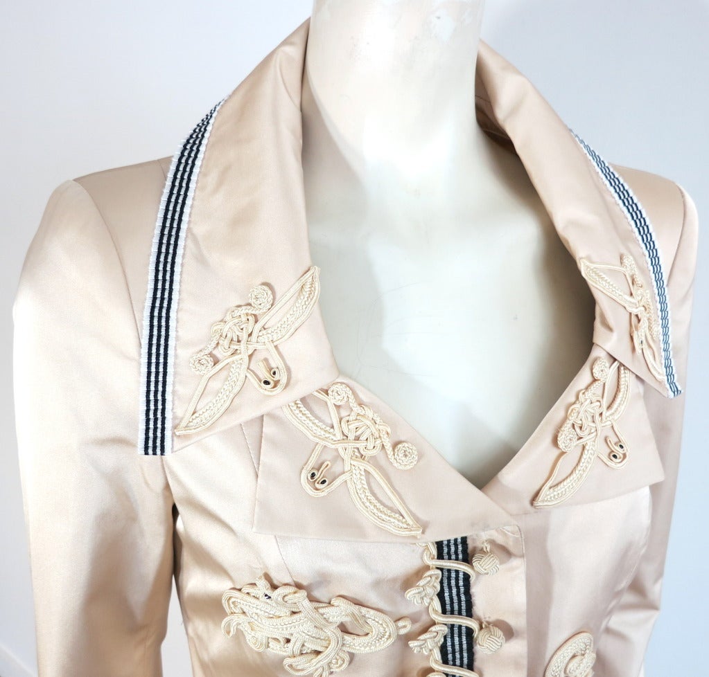CHRISTIAN LACROIX Silk satin french soutache detail skirt suit 1