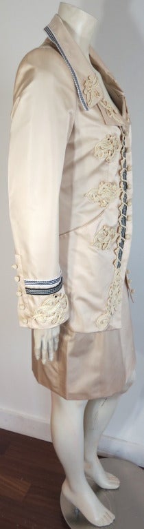CHRISTIAN LACROIX Silk satin french soutache detail skirt suit 3