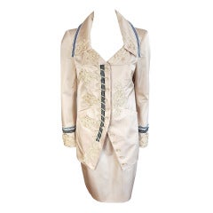 CHRISTIAN LACROIX Silk satin french soutache detail skirt suit