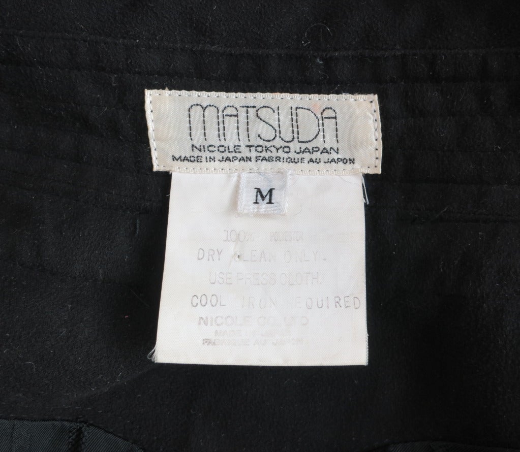 Vintage MATSUDA Japan Men's black ultra-suede trench coat 4