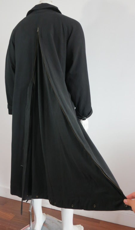Vintage MATSUDA Japan Men's black ultra-suede trench coat In Fair Condition In Newport Beach, CA