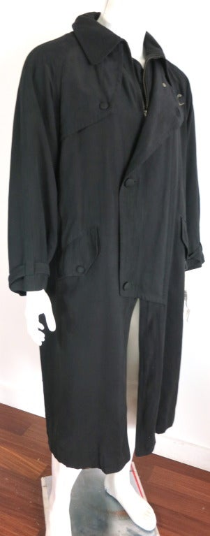 Vintage MATSUDA Japan Men's black ultra-suede trench coat 1