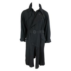 Vintage MATSUDA Japan Men's black ultra-suede trench coat