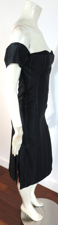 Women's 2001 ALEXANDER MCQUEEN Silk pinstripe jacquard cocktail dress