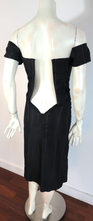 2001 ALEXANDER MCQUEEN Silk pinstripe jacquard cocktail dress 1