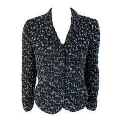 CHANEL Black 
white tweed check jacket