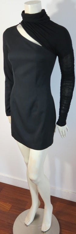 Black New PIERRE BALMAIN Woven & knit combo LBD For Sale