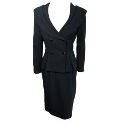 Vintage CHRISTIAN DIOR Black portrait collar skirt suit