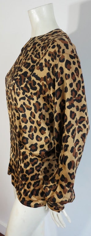Women's Vintage YVES SAINT LAURENT Leopard printed silk blouson blouse