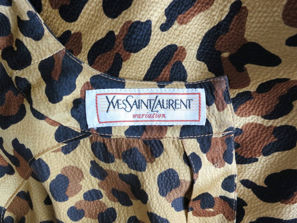 Vintage YVES SAINT LAURENT Leopard printed silk blouson blouse 3