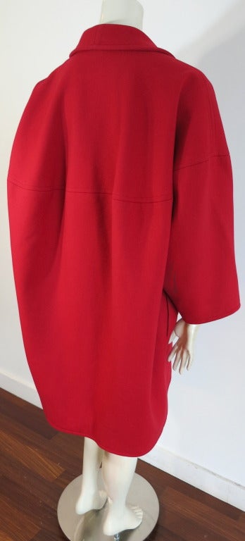 Vintage YVES SAINT LAURENT 1970's red wool cocoon coat 1