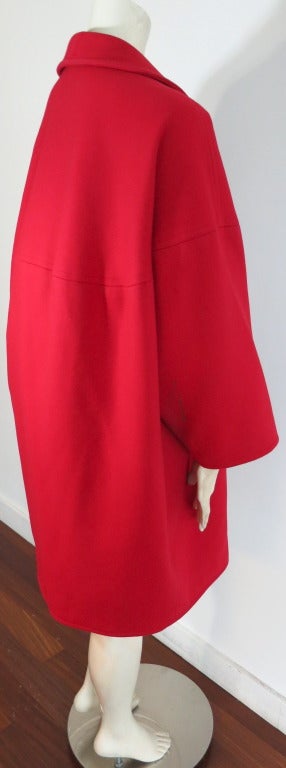 Vintage YVES SAINT LAURENT 1970's red wool cocoon coat 2