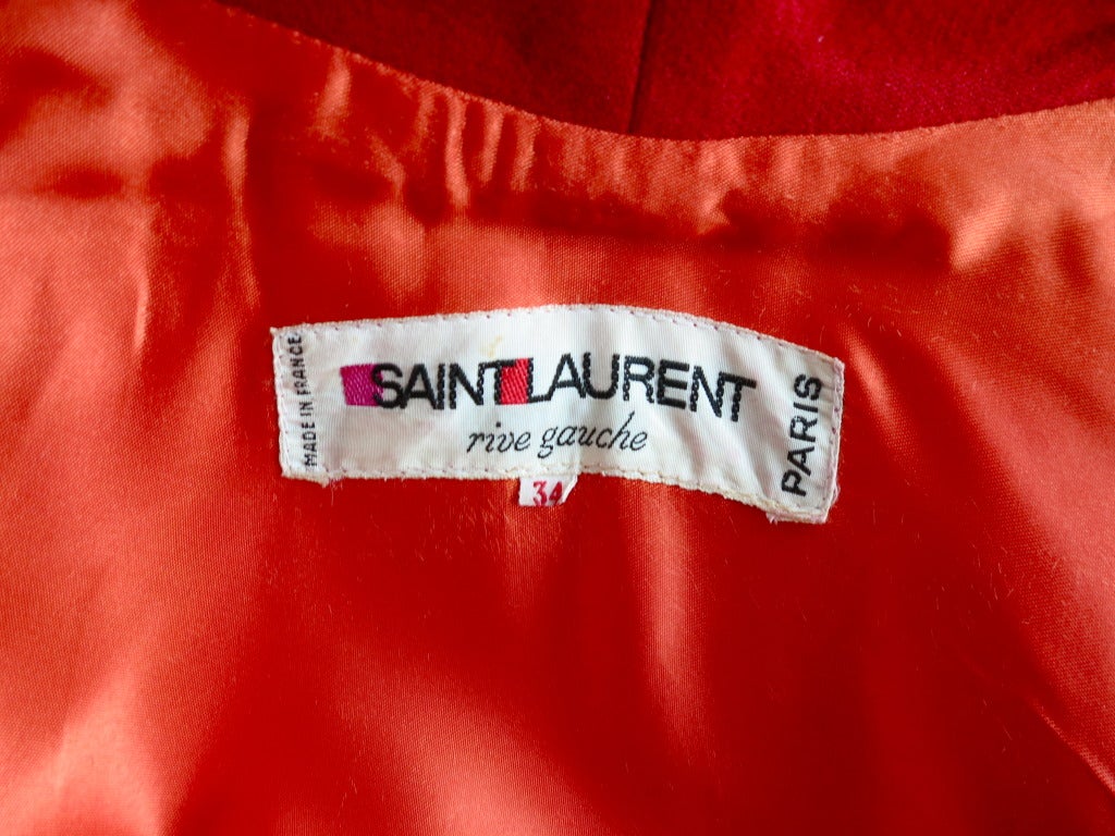 Vintage YVES SAINT LAURENT 1970's red wool cocoon coat 4