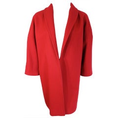 Vintage YVES SAINT LAURENT 1970's red wool cocoon coat
