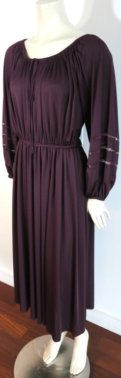 Black Vintage/unworn DONALD BROOKS 1970's Plum jersey ladder stitch dress For Sale
