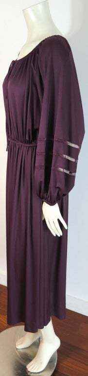 Women's Vintage/unworn DONALD BROOKS 1970's Plum jersey ladder stitch dress For Sale