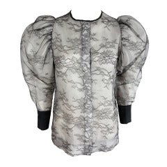 STELLA McCARTNEY Double layer black lace balloon sleeve shirt