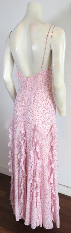 Unworn ZANDRA RHODES for Escada pink silk printed feather dress 2