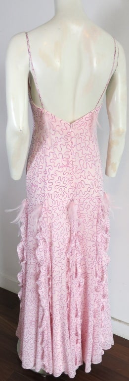 Unworn ZANDRA RHODES for Escada pink silk printed feather dress 3