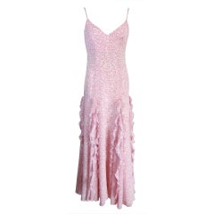 Unworn ZANDRA RHODES for Escada pink silk printed feather dress