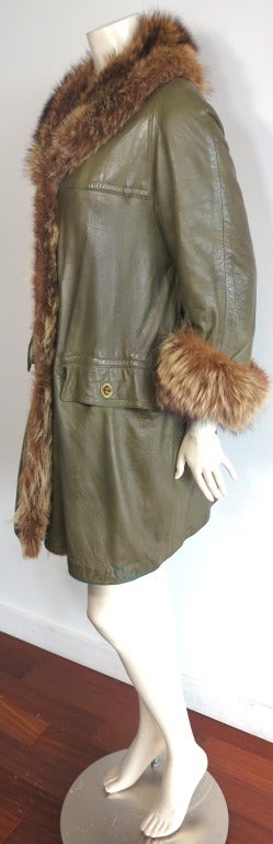 Women's Vintage BONNIE CASHIN / SILLS 1960's Angola leather & raccoon fur coat