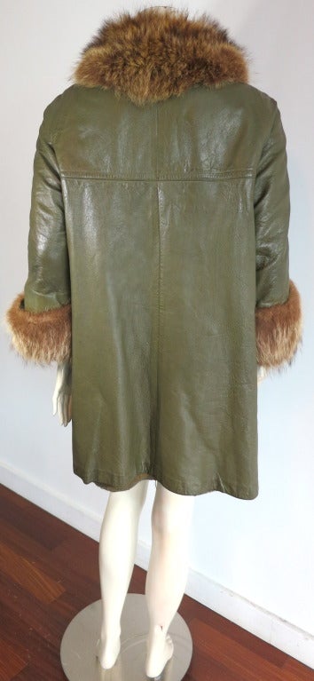 Vintage BONNIE CASHIN / SILLS 1960's Angola leather & raccoon fur coat 2