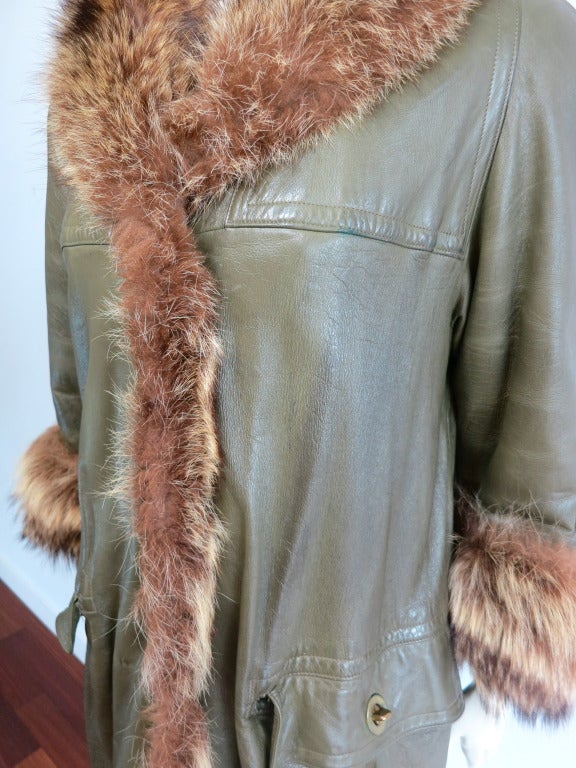 Vintage BONNIE CASHIN / SILLS 1960's Angola leather & raccoon fur coat 3