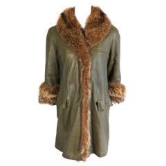 Vintage BONNIE CASHIN / SILLS 1960's Angola leather & raccoon fur coat