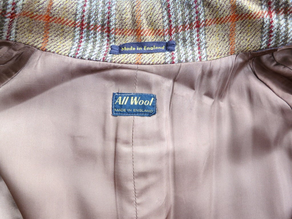 Vintage TURNBULL & ASSER LONDON 1960's Men's plaid coat For Sale 6