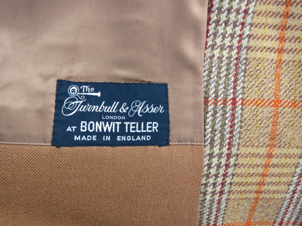 Vintage TURNBULL & ASSER LONDON 1960's Men's plaid coat For Sale 5