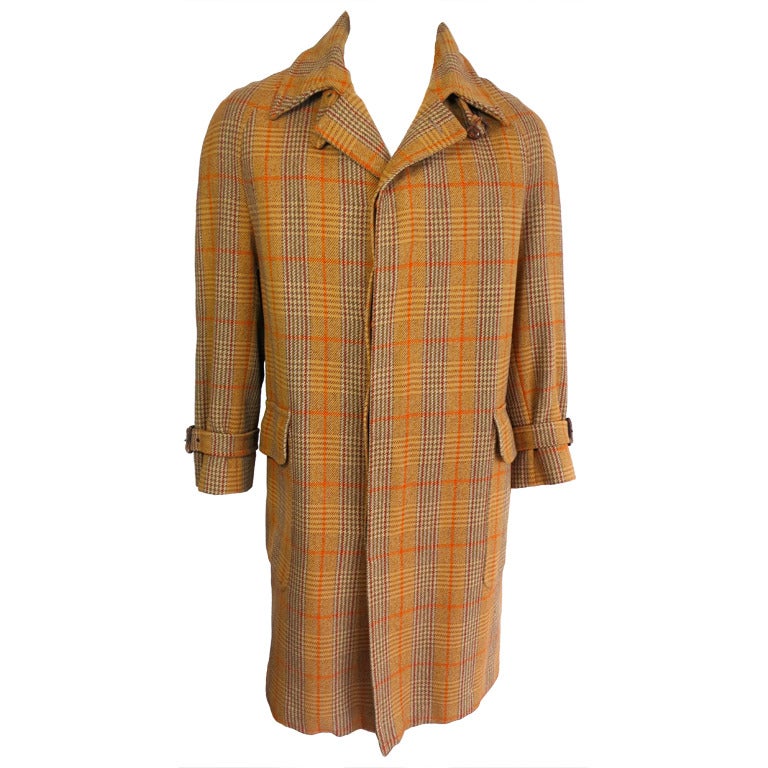 Vintage TURNBULL & ASSER LONDON 1960's Men's plaid coat For Sale