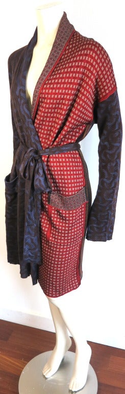 Women's JEAN-PAUL GAULTIER PARIS Multi-pattern sweater knit robe coat