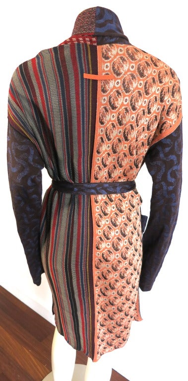 JEAN-PAUL GAULTIER PARIS Multi-pattern sweater knit robe coat 1