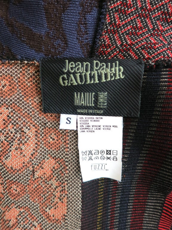 JEAN-PAUL GAULTIER PARIS Multi-pattern sweater knit robe coat 2